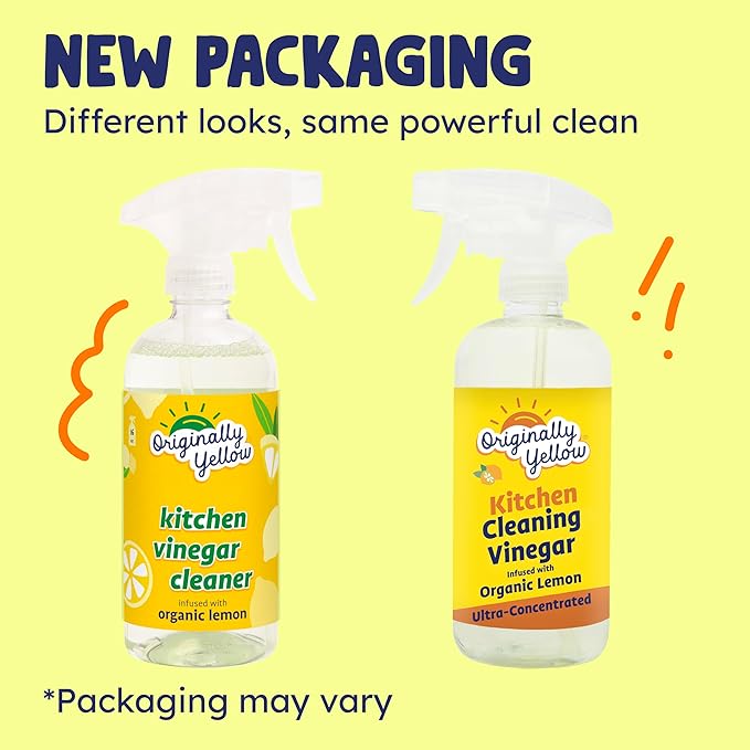 Originally Yellow Plant-Based Kitchen Cleaner | Powered by Natural Vinegar &amp Infused with Organic Lemon | Multipurpose Kitchen Counter Cleaner Works on Tile Wood Granite &amp Marble 16 Fl Oz