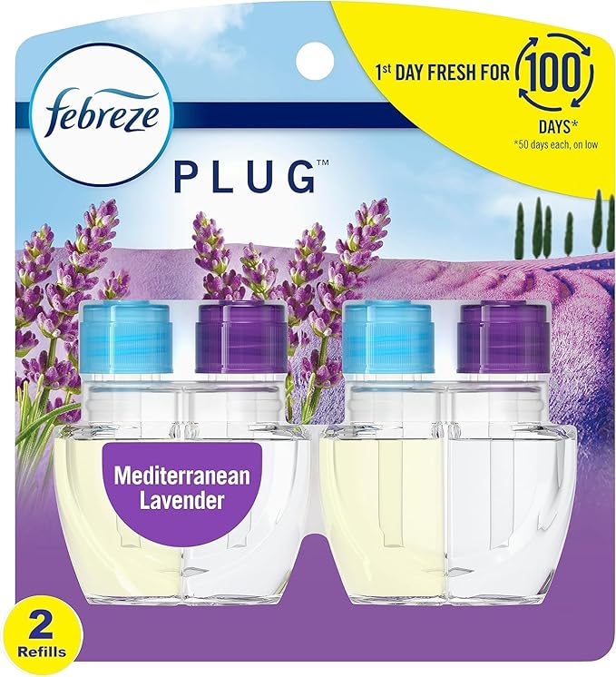 Febreze Plug with Fade Defy Technology Air Freshener (2) of 0.87 fl oz Refills (Mediterranean Lavender)