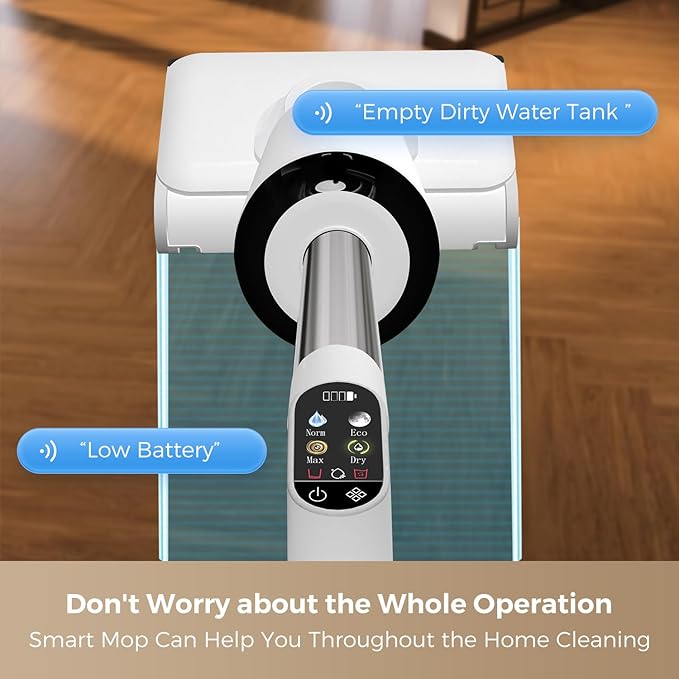 Wet Dry Vacuum Cleaner 17000Pa Cordless Vacuum Mop Combo for Hard Floors 180° Lay-Flat Design with Edge Cleaning Self-Cleaning Floor Washer Up to 45 Min Runtime LED Display &amp Voice Prompts