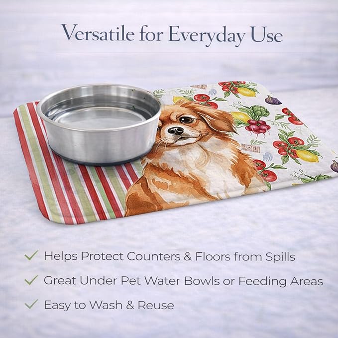 Caroline's Treasures Red Tibetan Spaniel Vegetables Dish Drying Mat Absorbent Dish Drying Mat Pad for Kitchen Counter Dish Drainer Mat for Countertop 14 x 21 Multicolor