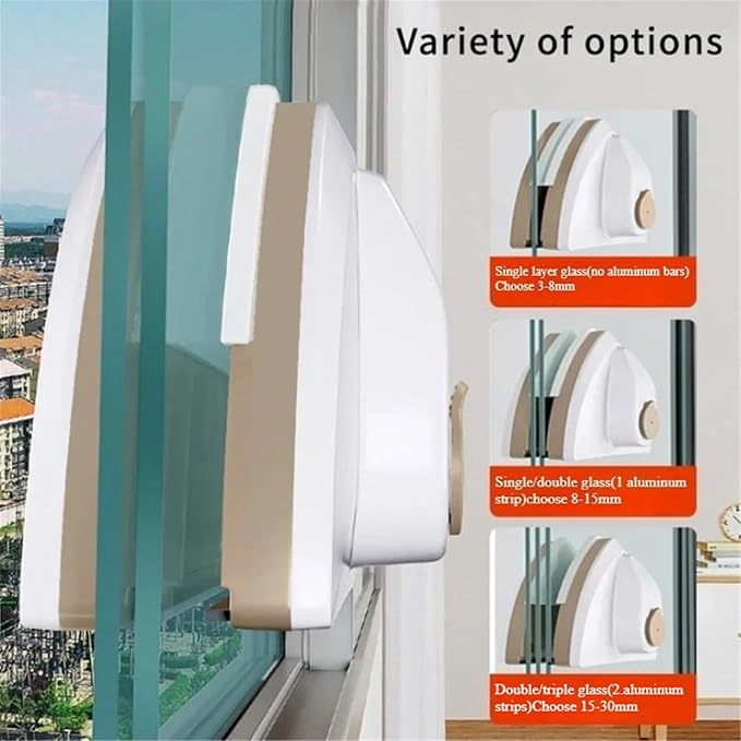 Glass Wipe Double-Sided Magnetic Home Use Cleaning Tool Thickened Water Storage Window Dual-Sided Cleaning Wiper(Green 15-26mm)