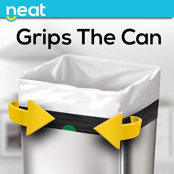 Neat Tall Kitchen 30 Gallon Drawstring Trash Bags - (MEGA 120 COUNT) - Triple Ply Fortified Eco-Friendly 50% Recycled Material Neutralize+ Odor Technology Reversible Black and White Garbage Bags