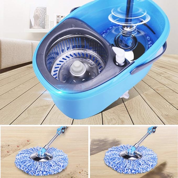 JSEIAJB Spin Mop 360° Self Wringing Spinning Washable Microfiber Heads Easy to Use and Store