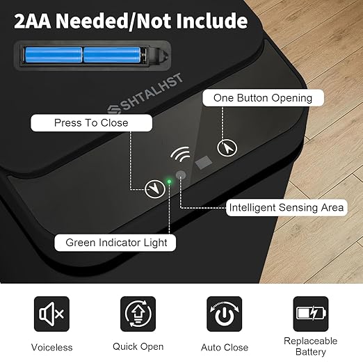 3 Pack Bathroom Trash Can with Lid 2.5 Gallon Small Slim Trashcan Automatic Trash Can Touchless Motion Sensor Waterproof Plastic Trash Bin for Bedroom Kitchen Office Living Room (Black+Gray+White)