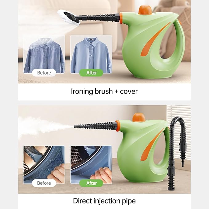 Pressurized Handheld Multi Surface Natural Steam CleanerMulti Purpose Steamer for Home UseSteamer for Cleaning Kitchen Air Conditioner Range Hood (Green)