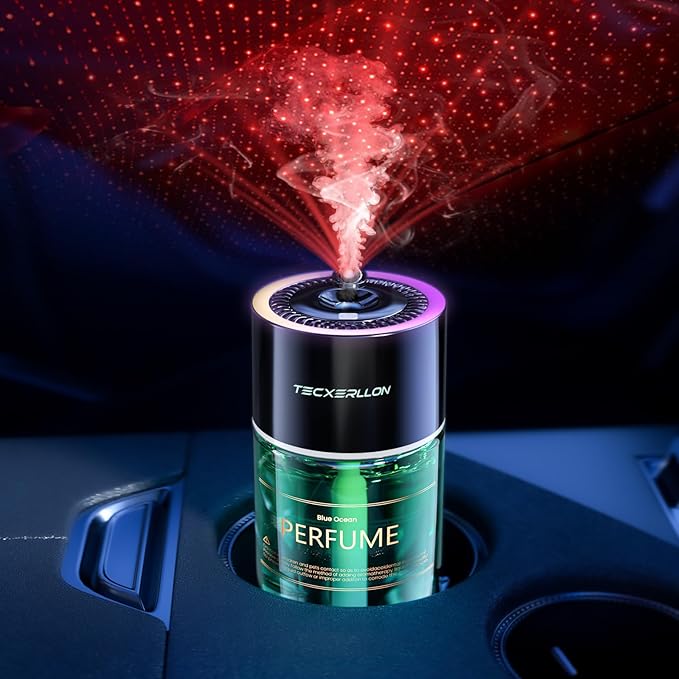 Smart Car Air Freshener Car Diffuser With Star Light &amp 120ml Perfume 4 Scent Modes Auto On/Off Rechargeable Long Lasting Car Air Freshener for Cars Homes Offices Bedrooms-Cologne