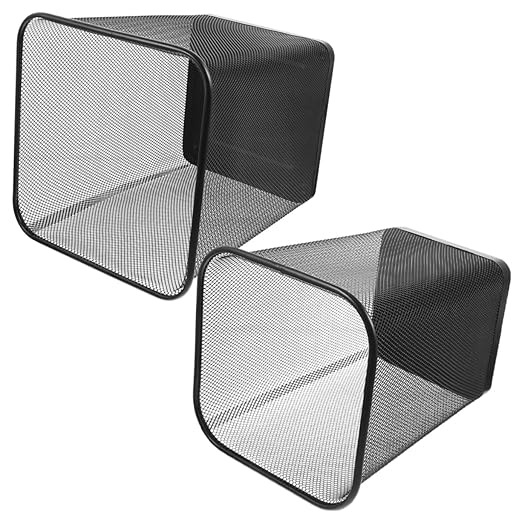 2pcs Sturdy Metal Wire Wastebasket Hollow Design Office Trash Can for Home and Office Use Black Color Sturdy and Lightweight for Desk and Tabletop