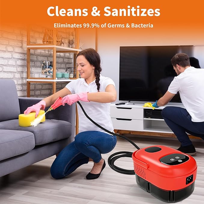 Handheld Steam Cleaner with 6 Gears Adjustment 2500W High Temperature High Pressure Portable Machine with 6 Brushes 105℃ 3 Bar for Home Use (US Plug 110V)