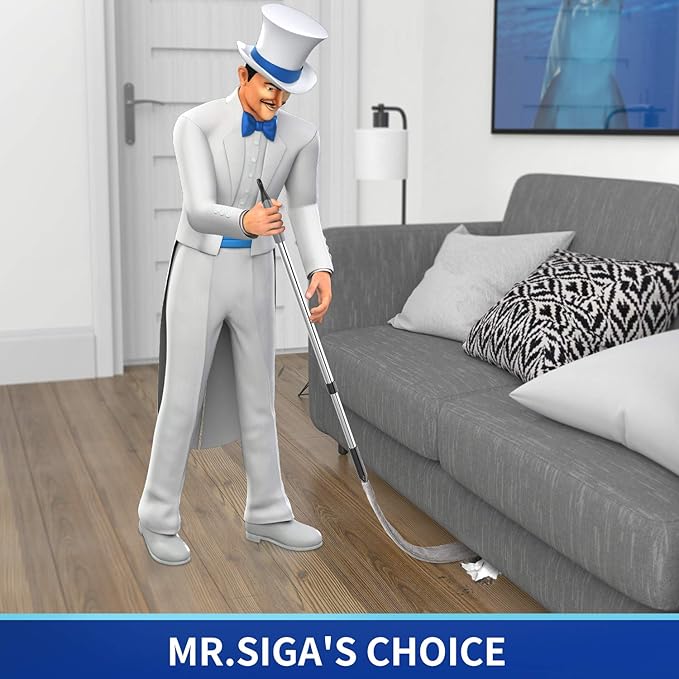 MR.SIGA Flexible Microfiber Long Duster for Gap Cleaning Stainless Steel Adjustable Handle Washable Gap Cleaning Duster Gray