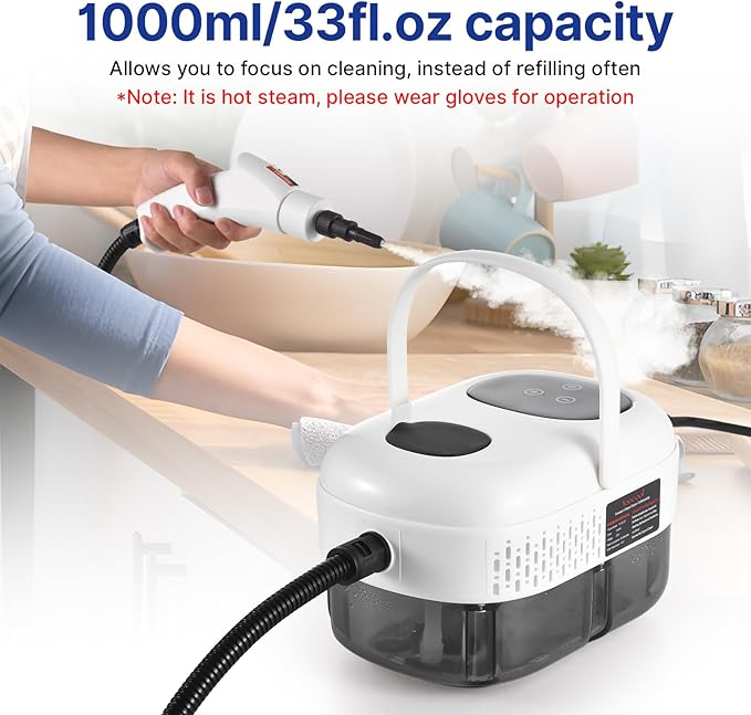 Pressurized Handheld Multi-surf Steam er with 8pcs Accessories Smart Touch Screen 6 Levels Adjustable Deep ing Steamer with Portable Handle for Clothes Car Glass Window Kitchen