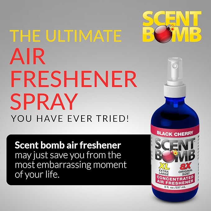 Scent Bomb Air Freshener Spray Long-Lasting Odor Eliminator for Home &amp Car Effective Deodorizer for Kitchen Bathroom Fresh Room Spray &amp Smell Neutralizer Black Cherry Scent