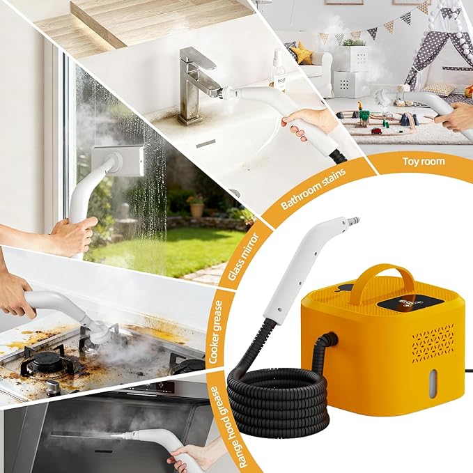 1500W Powerful Handheld Steam Cleaner With 6 Attachments - 30 Mins Runtime 1200mL Tank For Deep Cleaning Upholstery Car Kitchen Tile And Grout - Chemical-Free100 Celsius Steam (110V)