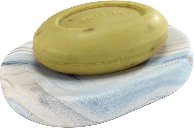 Avanti Linens - Soap Dish Resin Countertop Accessories Guest Bathroom Essentials (Waves Collection Blue)