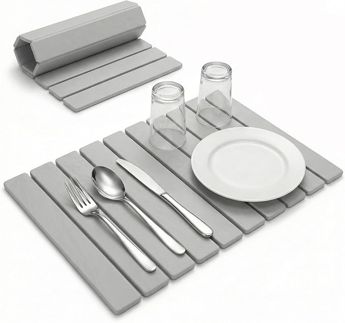 Stone Drying Mat for Kitchen Counter - Super Absorbent 30sec Fast-Drying Diatomite Dish Mat Collapsible for Kitchen.