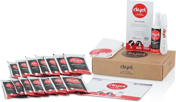 Dryel At-Home Mega Dry Cleaner Starter Kit Includes Dry Cleaning Cloths and To-Go Stain Removal Pen - 14 Load Capacity