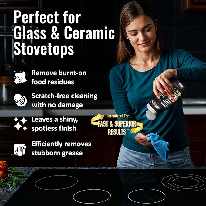 Stovetop CPR 2-in-1 Glass Stovetop Cleaner and Glass Polish(18oz)-Ceramic Top Stove Cleaner Oven Top Cooktop Electric Stove Ceramic