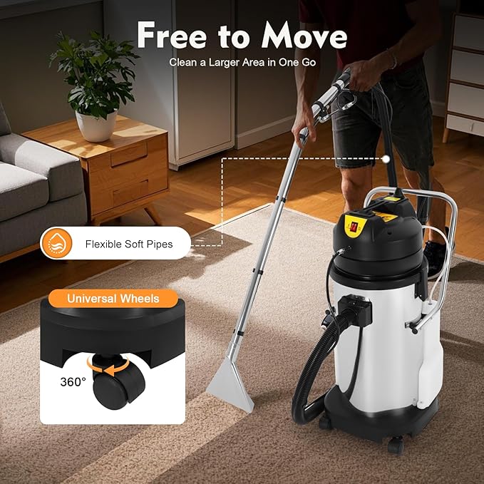 DYRABREST 40L Commercial Carpet Cleaning Machine 3 in 1 Upholstery Cleaner Machine 1000W Professional Extractor Vacuum Washing Machine for Cleaning Carpets Sofas Curtains Vacuuming and Spraying