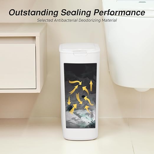 Automatic Motion Sensor Bathroom Trash Can with Lid 5 Gallon Touchless Trash Bin Smart Electric Narrow Waterproof Garbage Bin for Toilet Office Rv Bedroom Living Room