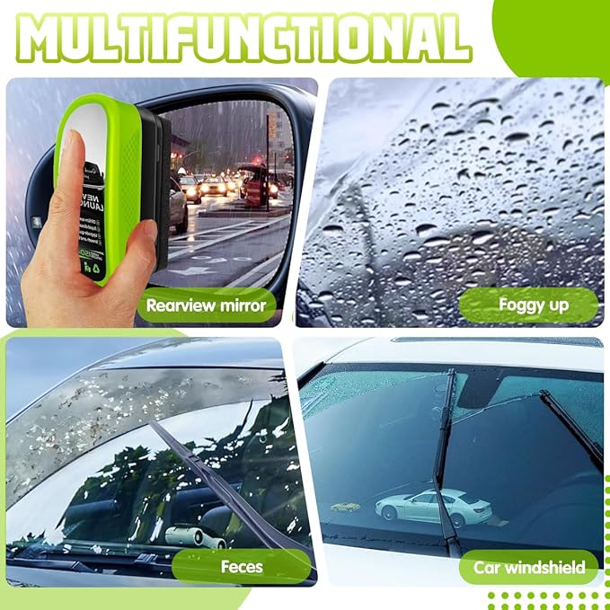 Windshield Cleaner Windshield Cleaner Glass Cleaner with Anti-Rain &amp Anti-Fog CoatingOil Film Brush for Car Windows &amp Glass Perfect Visibility at All Times (2 Green)