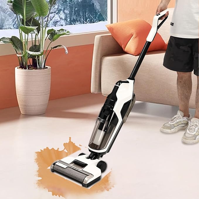 Wet Dry Vacuum Battery PoweredAll-in-One Cordless Wet Dry Vacuum Cleaner with 2600mAh Detachable Battery for Multi-Surface One-Step Cleaning for Hard Floors