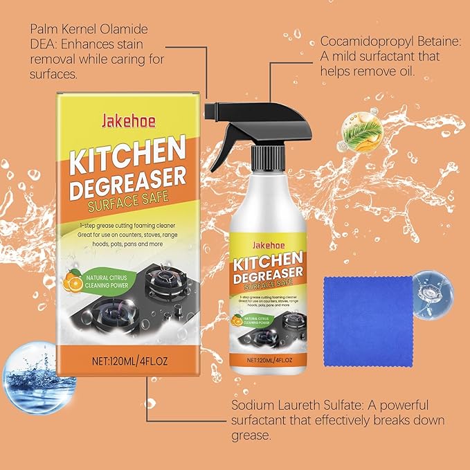 Kitchen Heavy Grease Foam Cleaner - Spray For Oily Stains On Cookware &amp Appliances Safe For All Surfaces(2PCS)
