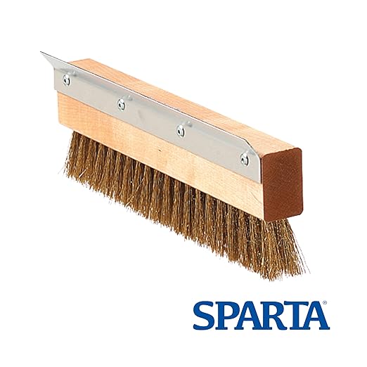 SPARTA Pizza Oven Brush Replacement Head with Crimped Brass Bristles and Stainless-Steel Scraper Durable Ideal for Commercial Kitchens 10 Inches Wood