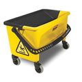 Rubbermaid Commercial Products HYGEN Microfiber Mop Bucket with Press Wringer 26 Yellow for Janitorial/Professional Cleaners and Heavy-Duty Industrial Mopping/Wringing/Cleaning
