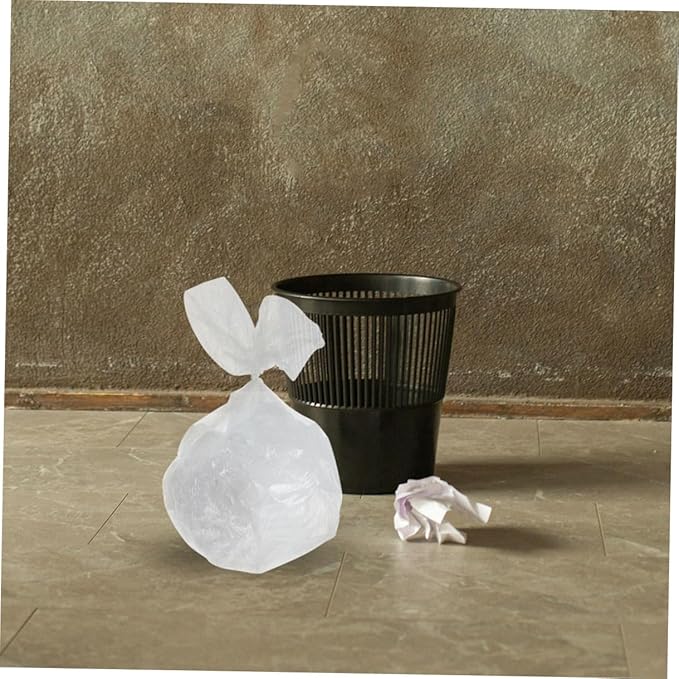 Flat Small Trash Bags 300pcs (45x50cm) Thick White Garbage Bags for Bedroom Office Bathroom Wastebaskets Plastic Heavy-duty Liners for Home Disposal