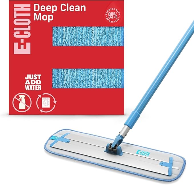 E-Cloth Deep Clean Microfiber Mop - Reusable Mop Pad for Home Cleaning Hard Floors Wood Tile or Laminate Machine Washable Use Wet for Cleaning or Dry for Dusting No Refills or Spray Needed
