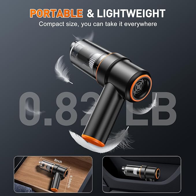 KMM Handheld Car Vacuum Cleaner 11000PA Vacuum Cleaner &amp Air Duster 120W High Power Vacuum Portable Cordless Hand Held Vacuum Rechargeable with Multi-Nozzles &amp LED Light for Home Car Offi