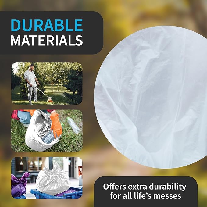 Large Garbage Bag - 55-60 Gallon Capacity Heavy Duty High Density Tear Resistant Unscented Extra Strength for Commercial Industrial Office House Lawn Events Bulk Qty 150 Bags