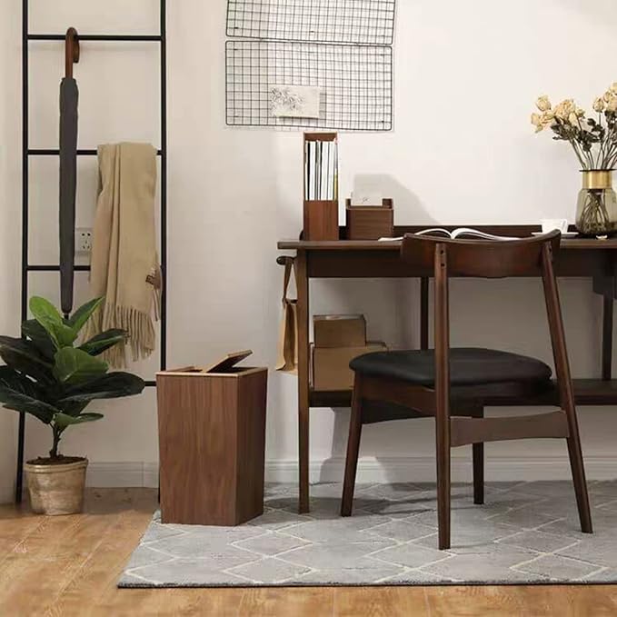 Modern Wooden Trash Can Wastebasket or Recycling Bin for Home or Office Trash Bin with Swing Lid Rubbish Bin