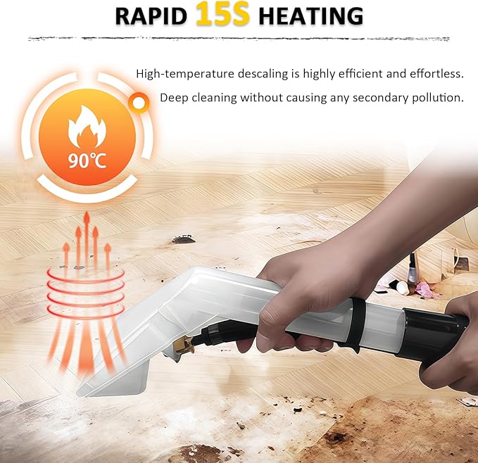 BANGBANGJI Portable Heated Carpet &amp Upholstery Extractor with 7.5L Clean &amp 12L Removable Dirty Water Tanks 15s Heat-Up Deep Clean for Carpet Couch Car Seats Stairs
