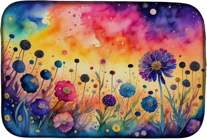 Caroline's Treasures DAC1458DDM Scabiosa in Color Dish Drying Mat Absorbent Dish Drying Mat Pad for Kitchen Counter Dish Drainer Mat for Countertop 14 x 21 Multicolor