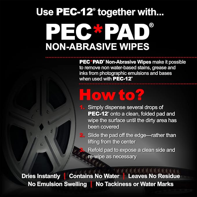 PEC-12 Photographic Emulsion Cleaner - Remove Non-Water Based Stains Grease &amp Ink from Emulsions and Bases - For Cleaning 35mm Film Photo Negative B&ampW Slide (32oz)