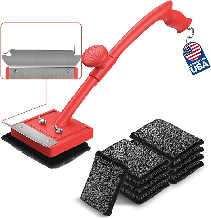 Grill Brush Bristle Free Safe Non Metal Wire with Scraper 10 Replacement Heads Steam Grilling Grate Cleaning Tool BBQ Cleaner Accessory Kit Set Outdoor Cast Iron Barbecue/Barbeque Scrubber