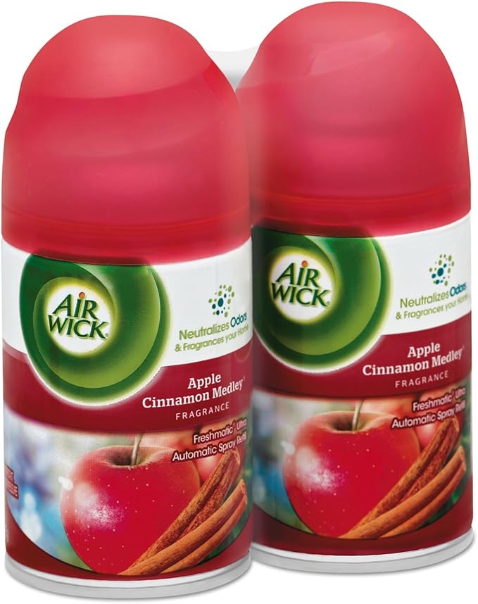 Air Wick Freshmatic Automatic Spray Air Freshener Apple Cinnamon Medley Scent Twin Refills 6.17 Ounce (Pack of 3)