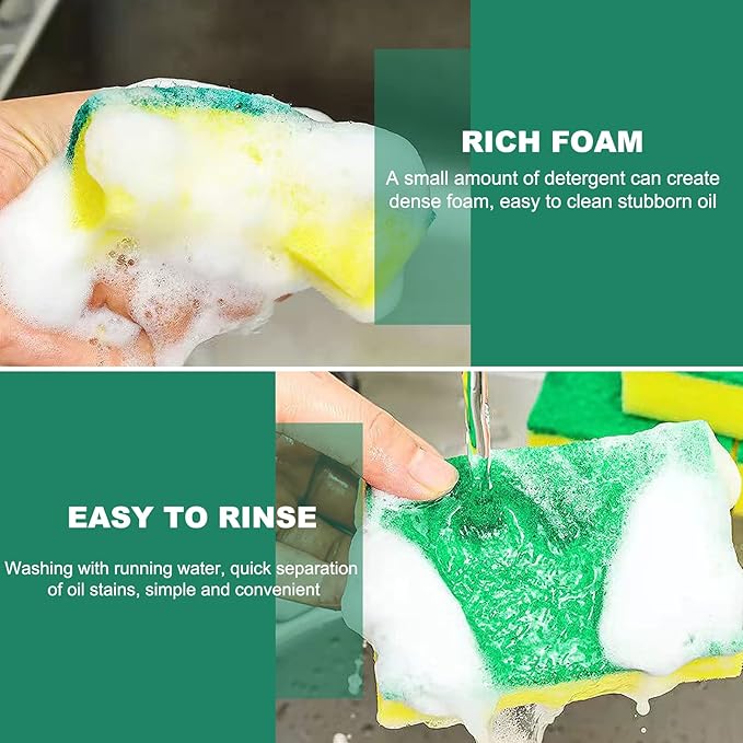 Individually Wrapped Sponges Kitchen Dishwashing Sponge Bulk Non Scratch Dishes Scouring Pad Dishcloth Odor-Free Sponge Wipes for Household Cleaning Dishes Travel Apartments (50 Pack)