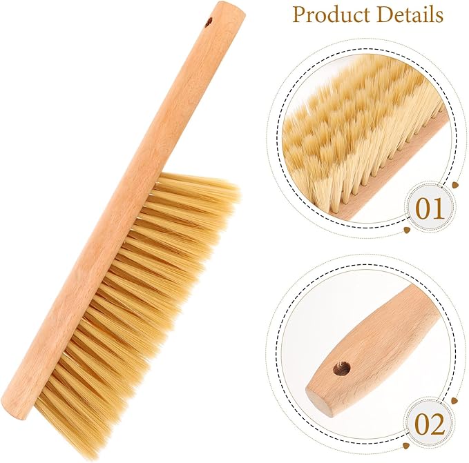 UPKOCH 1set Handheld Dust Brush with Wooden Handle Small Whisk Broom Dustpan for Bed Sofa Furniture Cleaning Compact Portable Design for Home Use