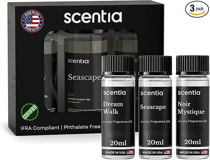 Scentia Luxury Fragrance Collection Diffuser Oils – 3×20 ml Aromatherapy Set | Premium Scents Inspired by 5-Star Destinations | Long Lasting Aroma Gift-Ready Essential Oil Blend