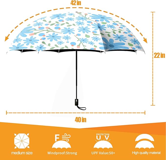 Small Compact Travel Automatic Folding Umbrella for Women Portable Lightweight Rain Wind UV Sun Shade