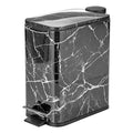 mDesign Slim Metal Rectangle 1.3 Gallon/5 Liter Trash Can with Step Pedal Easy-Close Lid Removable Liner - Narrow Wastebasket Garbage Container Bin for Bathroom Bedroom Kitchen - Black Marble