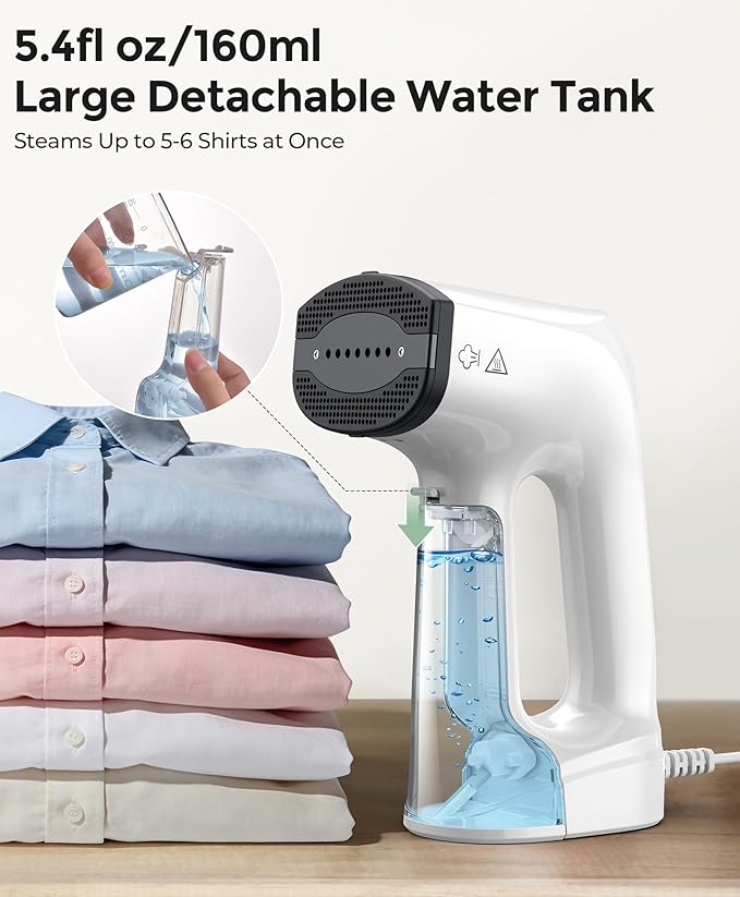 LyriFine Vacuum Steamer for Clothes 3500Pa Suction Clothes Steamer Handheld 2-in-1 Steamer&ampIron Garment Steamer 3 Modes&amp 360° Leak-proof Technology Fabric Steamer for Wrinkle Removal (for 1