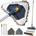 7-in-1 Wall Cleaner Triangle Mop Set with 7 Replaceable Heads and Adjustable Long Handle for Walls Floors Windows Ceilings Baseboards (Navy Blue)