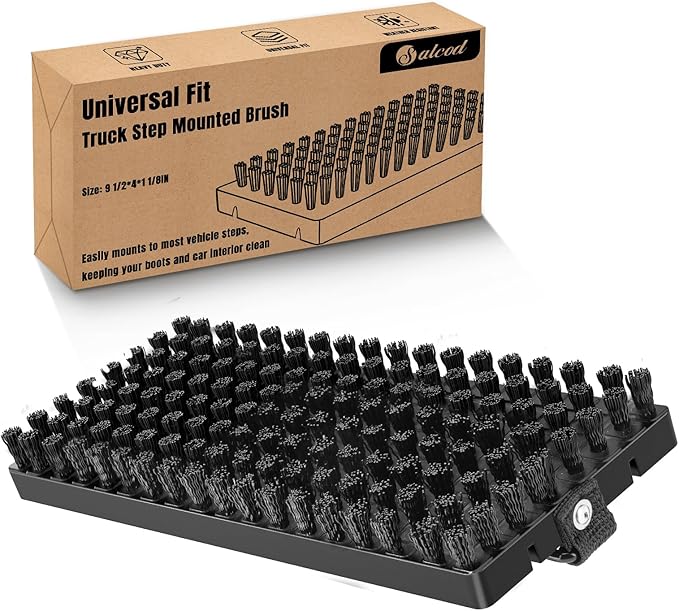 Truck Step Mounted Brush – Heavy Duty Boot Brush Cleaner for Trucks RVs SUVs &amp Semis – Fast Mud Removal with No-Tool Install – Built for Outdoor Work and Off-Road Demands