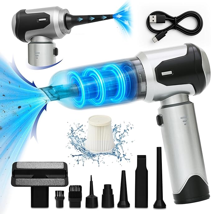 Car Vacuum Portable Cordless – Handheld Cleaner Mini Car Vacuum Small Portable Vehicle Cleaner with 8 Attachments Blower Spray Lubricant &amp Microfiber Towels for Truck &amp Interior Cleaning