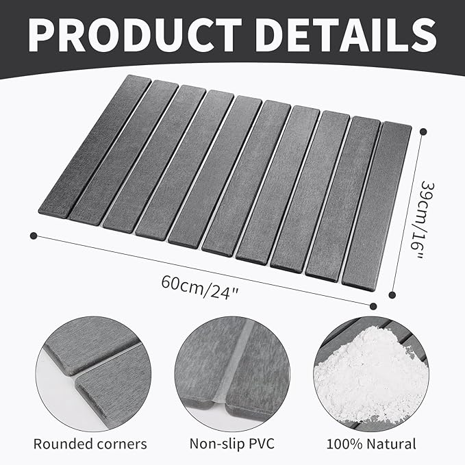 Large Stone Dish Drying Mat for Kitchen Counter 24 x 16 Stone Drying Mat Foldable Quick Dry Absorbent Diatomaceous Earth Bath Mat Countertop Fast Dry Pad for Kitchen Dishes Bottles Cups Bathroom