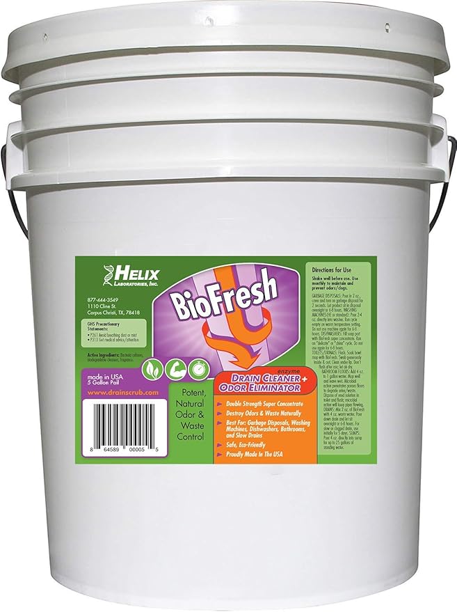Enzyme Drain Cleaner &amp Deodorizer for Sink Drain Showers Septic Systems Bathroom &amp Kitchen - Smell Remover for Fruit Fly Garbage Disposals Dishwasher &amp Washing Machines - (5 Gallon)