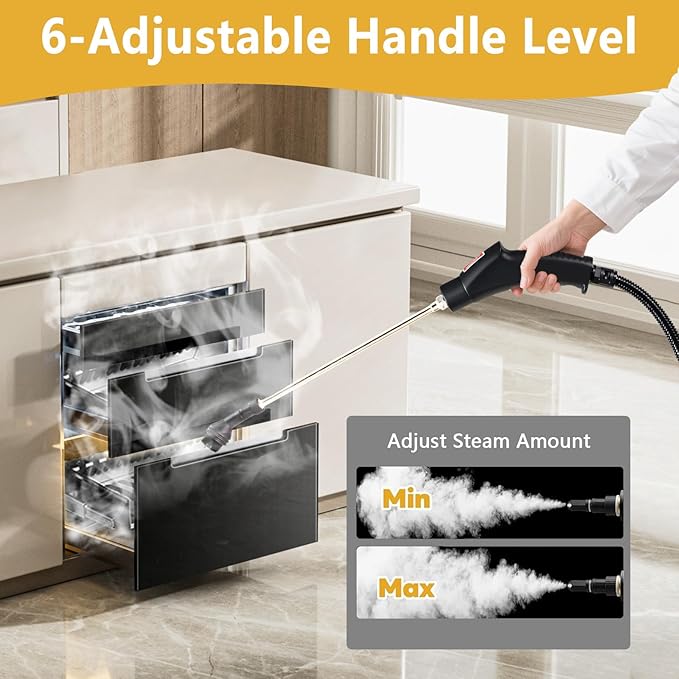 Steam Cleaner Handheld with 1200ml Large Water Tank High Pressure Steamer for Floors Upholstery Grout Car