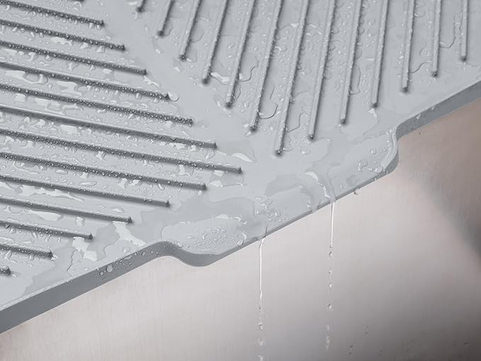WeatherTech DishMat Drain- 16 x 18 Drip Dry Hand-Washed Dish Drying Mat Pebble